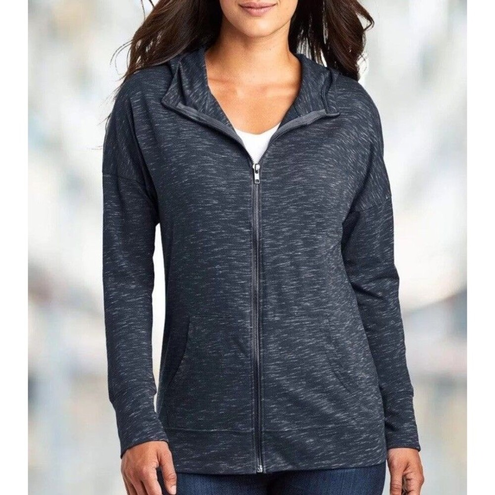 Nayked Apparel Soft Lightweight Full-Zip Hoodie Heather Blue Women’s Large USA